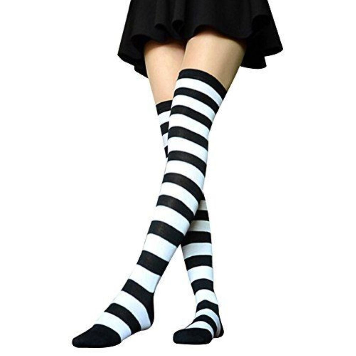 Calcetines Casual De Algodón 3/4 Para Mujer Adultos Negro Y Blanco Estandar