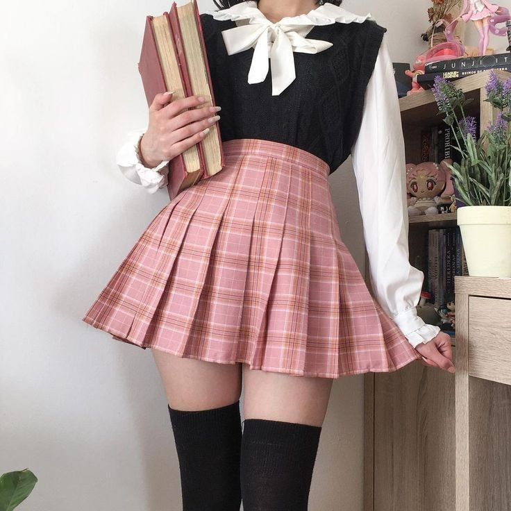 Combo de Faldas Plisadas Cuadrille, juveniles estilos kawaii e-girls obsequio a elegir