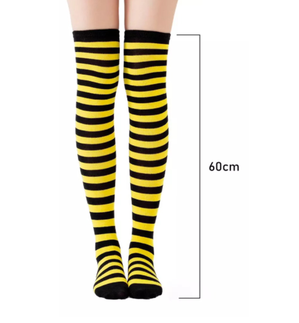 Calcetines Casual De Algodón 3/4 Para Mujer Adultos Negro Y Amarillo Estandar