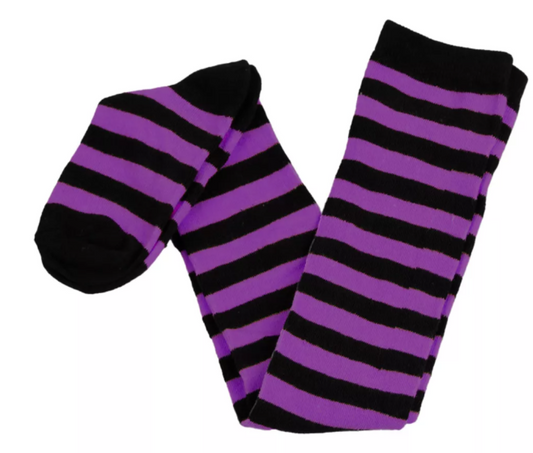 Calcetines Casual De Algodón 3/4 Para Mujer Adultos Rayada Negro Morado Estandar