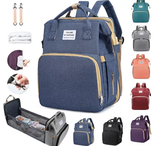 Pañalera Bolso Morral Cambiador De Bebe Cuna Expandible