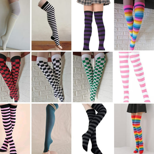 Calcetines Casual De Algodón 3/4 Para Mujer Adultos Rosado Claro Rayada Estandar