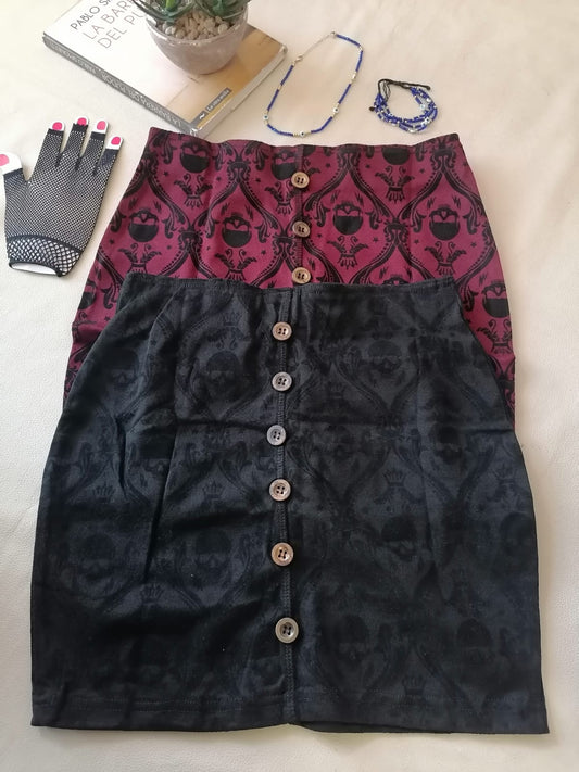 Mini Falda corta, junior juvenil, color Negra y vino, gótica, dark