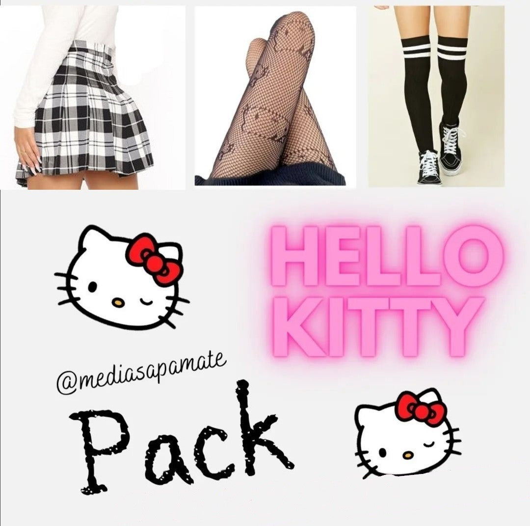 PACK Kuromi o kitty, bucanera, Falda y Una panty de Kuromi o de kitty