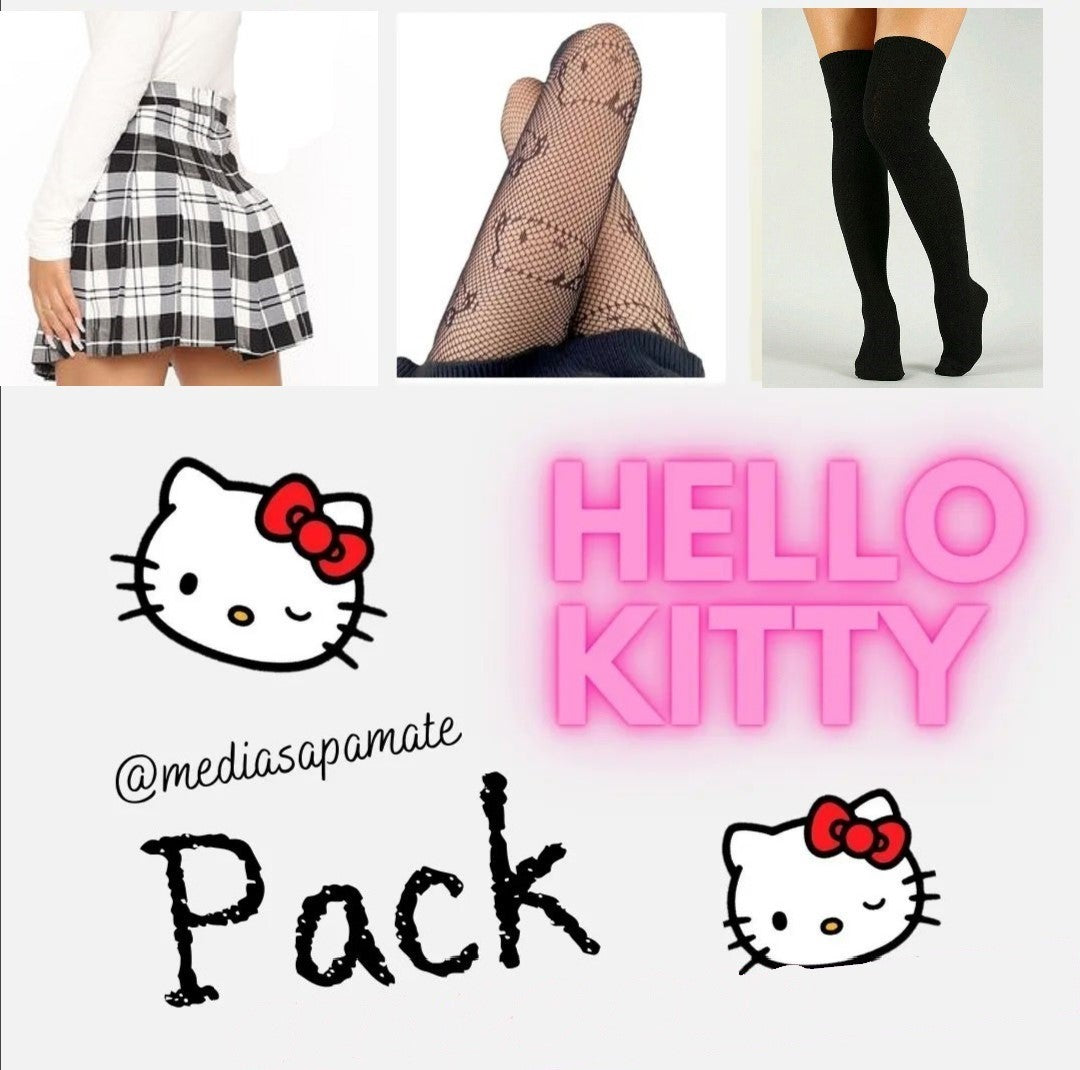 PACK Kuromi o kitty, bucanera, Falda y Una panty de Kuromi o de kitty