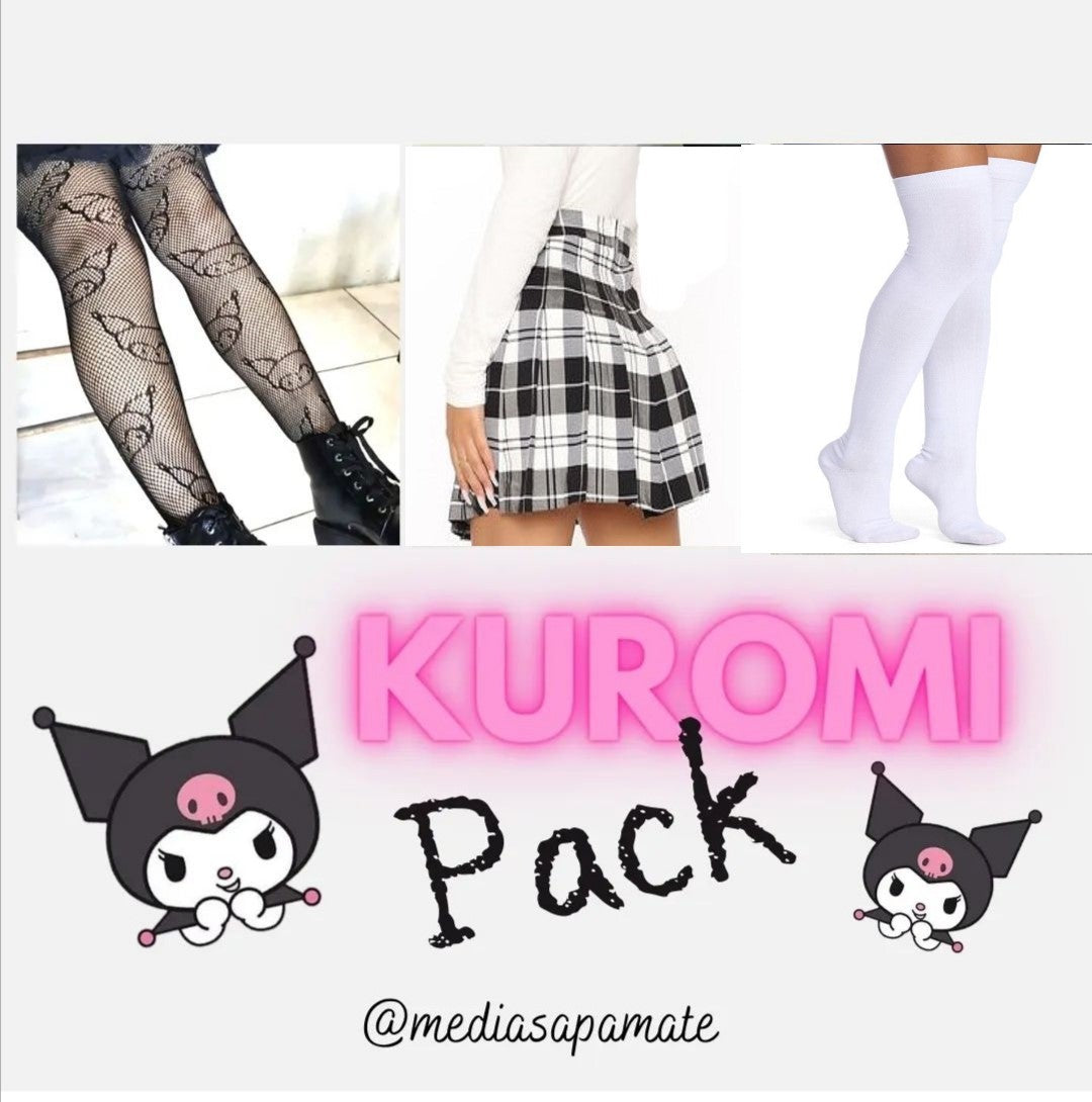 PACK Kuromi o kitty, bucanera, Falda y Una panty de Kuromi o de kitty