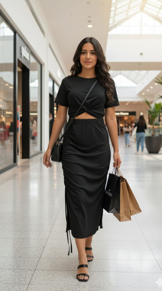 Vestido Casual Largo con Abertura Ajustable en la Pierna Mujer