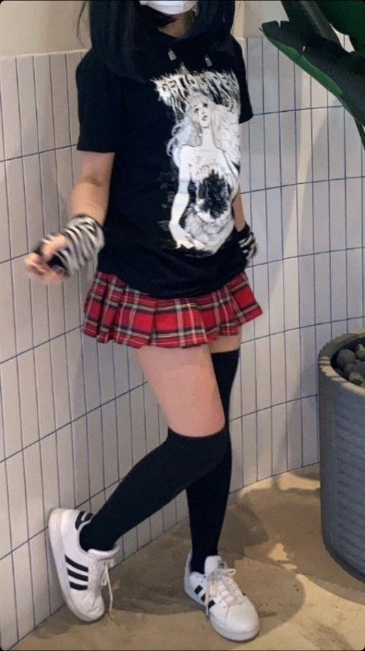 Faldas Plisadas Cuadrille, juveniles estilos kawaii, egirl, dark