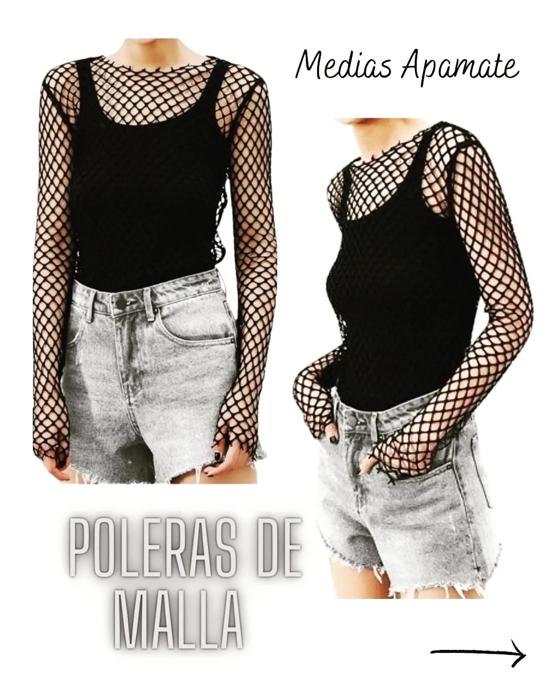 Poleras y Top de Malla Hoyo Grande y Pequeños.