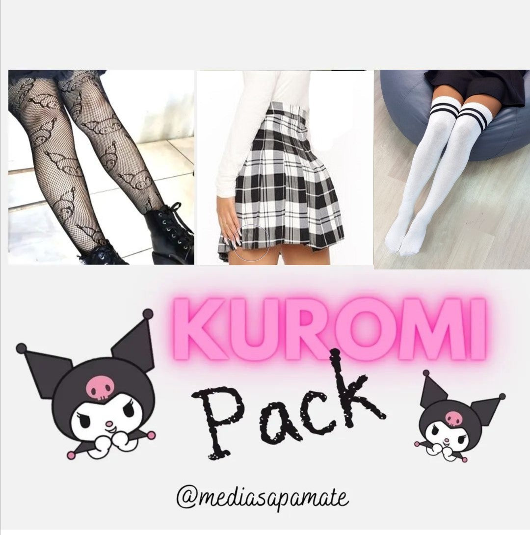 PACK Kuromi o kitty, bucanera, Falda y Una panty de Kuromi o de kitty