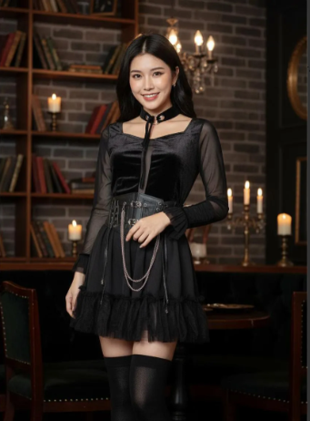 Falda Negra Goth Corta con Tul y elástico