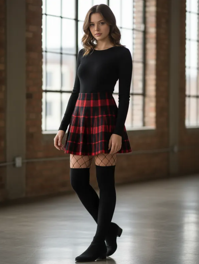 Faldas Cruadrille Elasticadas, moda kawaii, juvenil