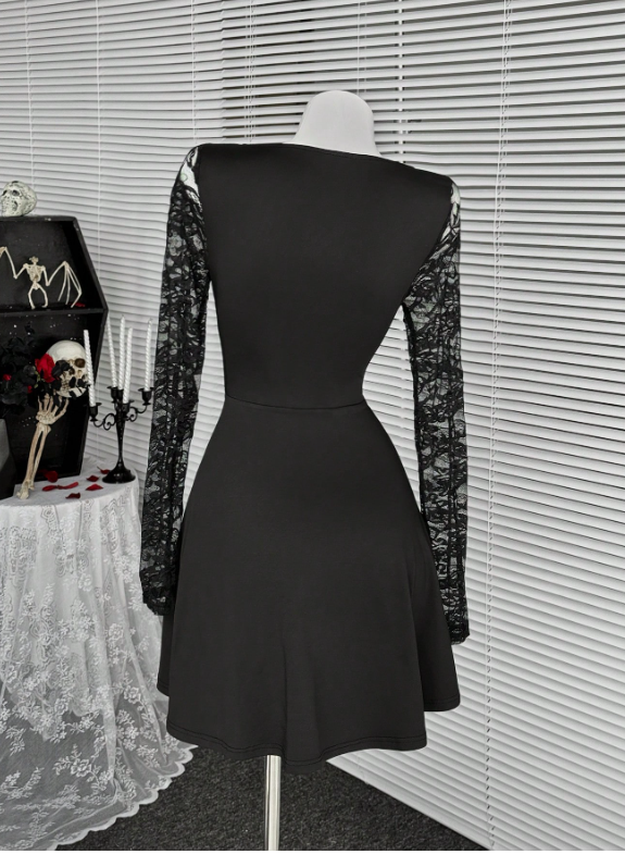 Vestido Gótico de encajes cintura tipo corset más Calceta Bucanera
