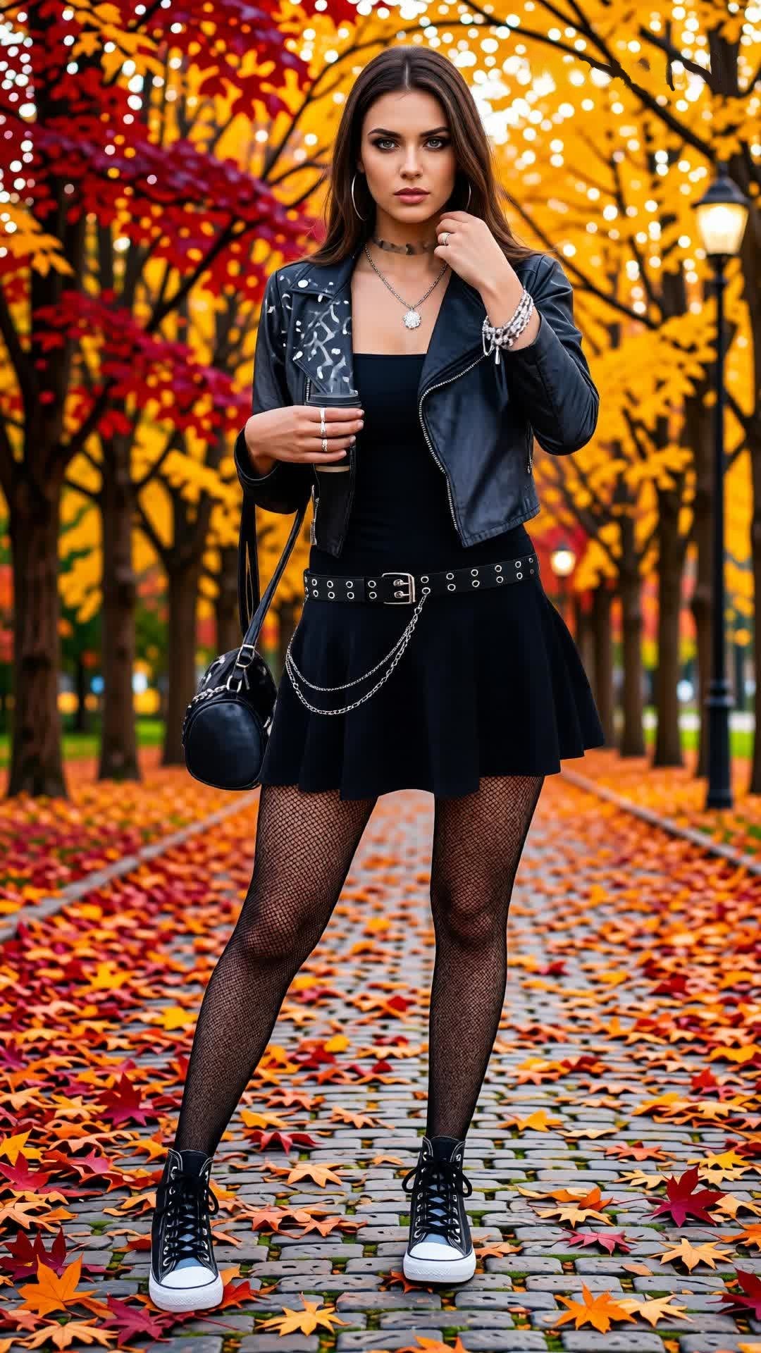 COMBO Outfit invernal tres prendas, Falda, Panty Efecto Piel y Polaina