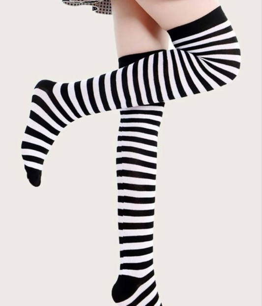Calcetines Casual De Algodón 3/4 Para Mujer Adultos Negro Y Blanco Estandar