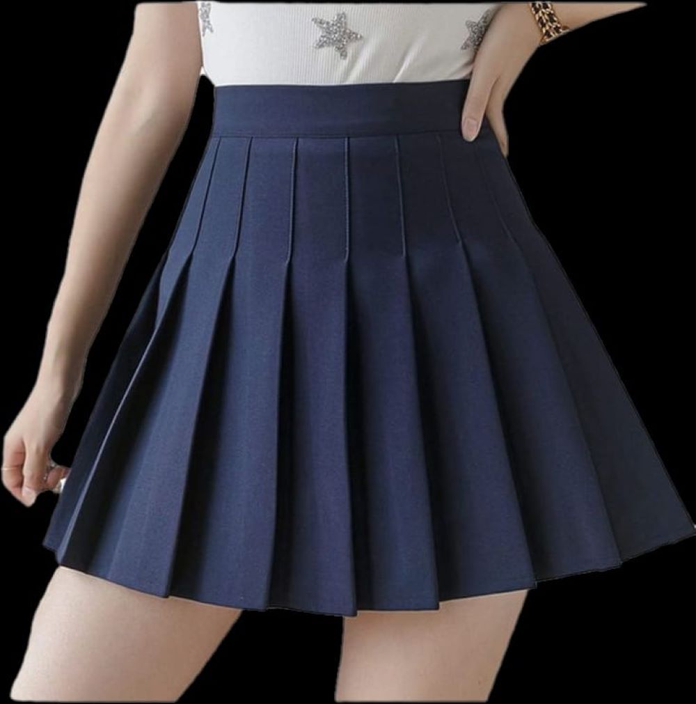 Faldas  Plisadas Escolar Estilo Coreano Gris y Azul Oscuro + Pantys Media de Obsequio