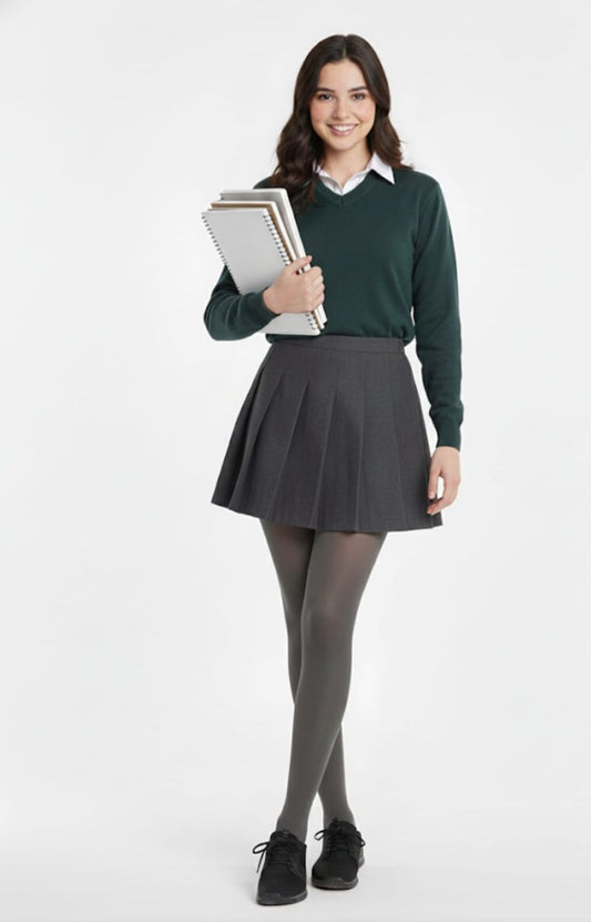 Faldas  Plisadas Escolar Estilo Coreano Gris y Azul Oscuro + Pantys Media de Obsequio
