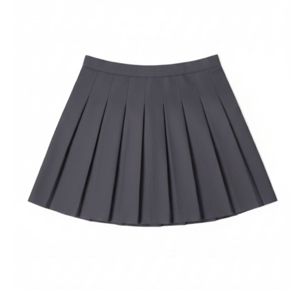 Faldas  Plisadas Escolar Estilo Coreano Gris y Azul Oscuro + Pantys Media de Obsequio